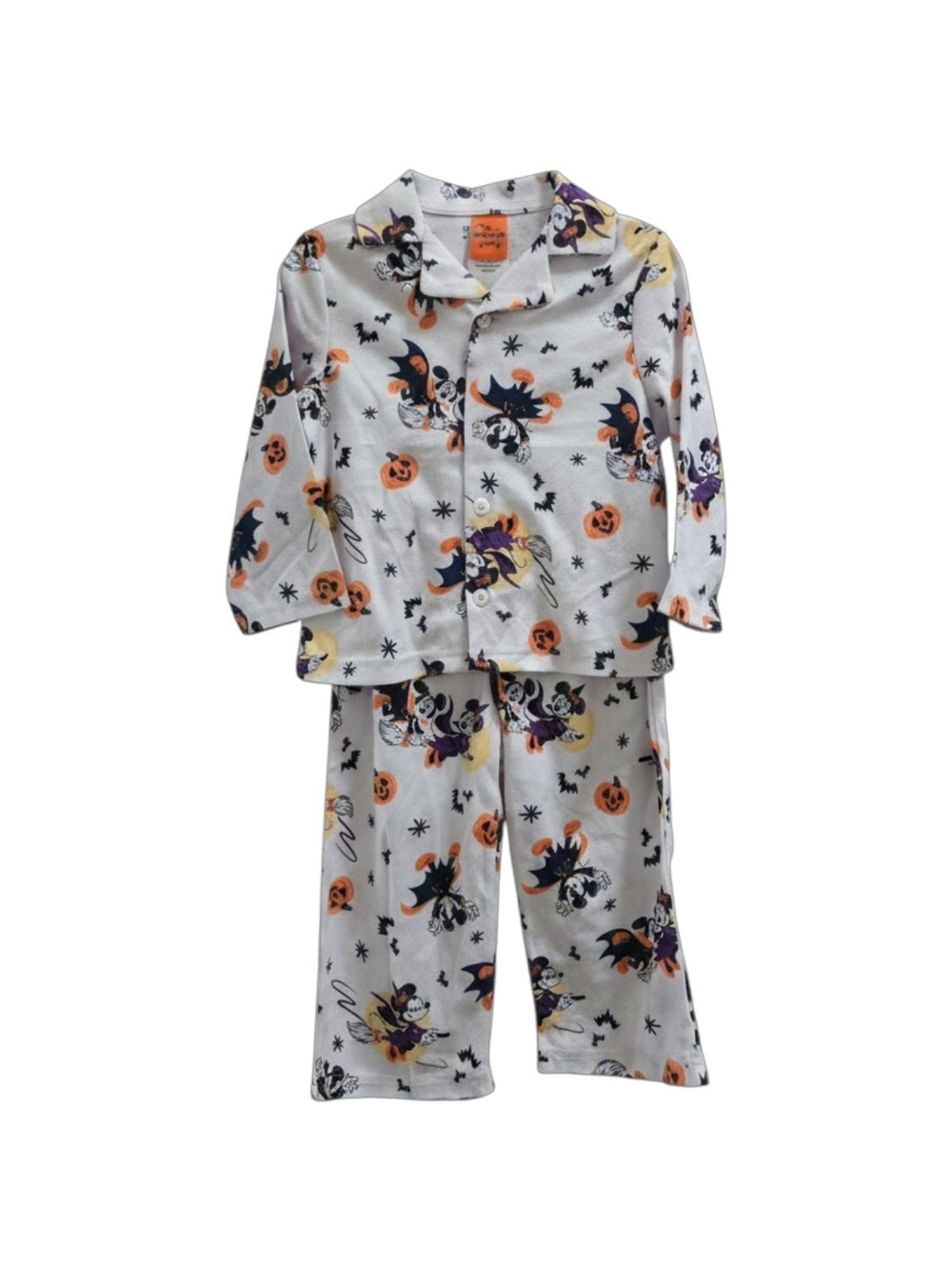 Disney White Halloween Print Pajama Set with Orange & Purple Accents